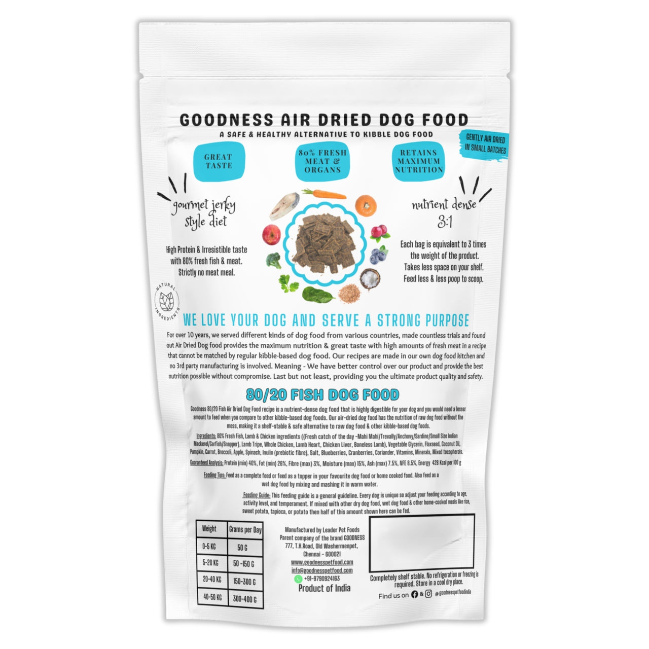 Goodness 80/20 Fish Air Dried Dog Food - Grain Free & All Life Stages