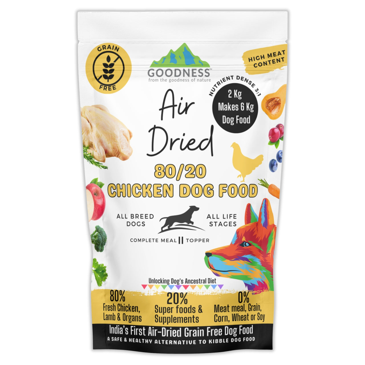 Goodness 80 20 Chicken Air Dried Dog Food Grain Free All Life Stages